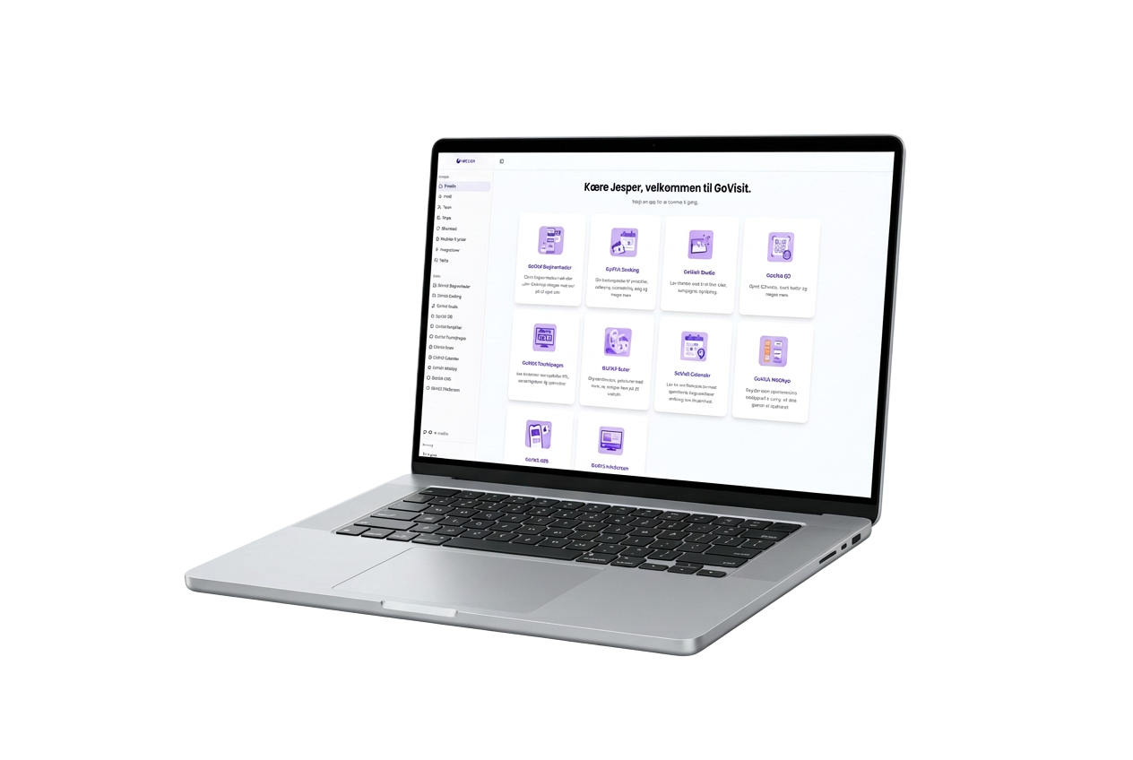 GoVisit-platformen vist på en bærbar computer